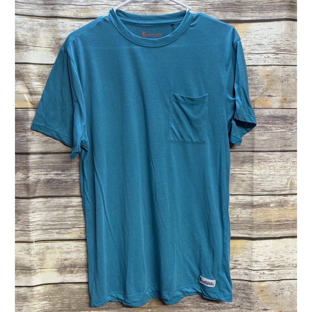 Cotopaxi Men's Medium Blue Short Sleeve Casual Solid Blue T Shirt Quality